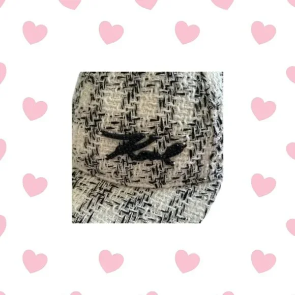 Karl Lagerfeld Paris Adjustable Black and White Tweed Hat NWT - Picture 3 of 7
